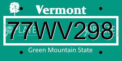 77WV298 Vermont License Plate