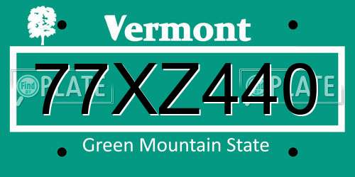 77XZ440 Vermont License Plate
