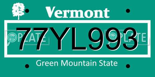 77YL993 Vermont License Plate