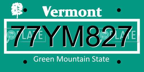 77YM827 Vermont License Plate