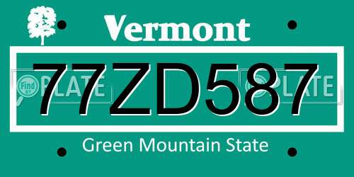 77ZD587 Vermont License Plate