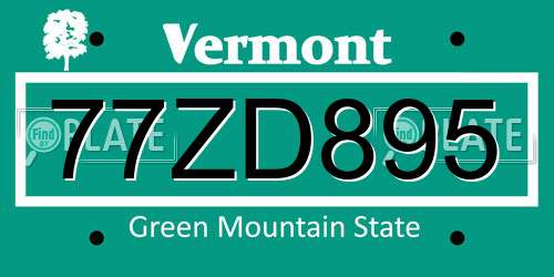 77ZD895 Vermont License Plate