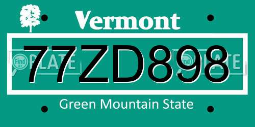 77ZD898 Vermont License Plate