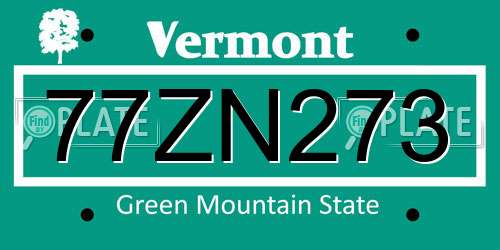 77ZN273 Vermont License Plate