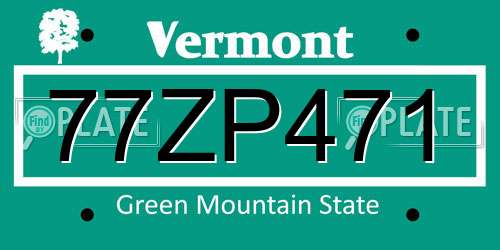 77ZP471 Vermont License Plate