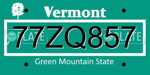 77ZQ857 Vermont License Plate