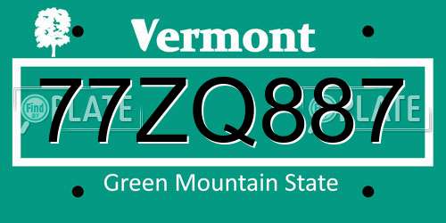 77ZQ887 Vermont License Plate