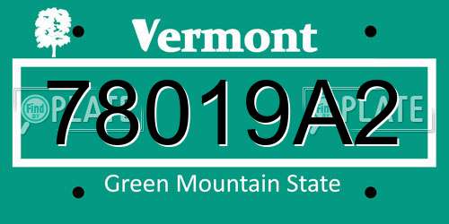 78019A2 Vermont License Plate
