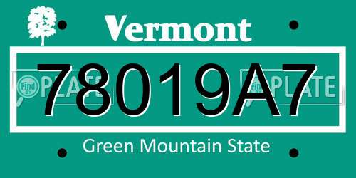 78019A7 Vermont License Plate