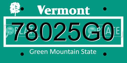 78025G0 Vermont License Plate