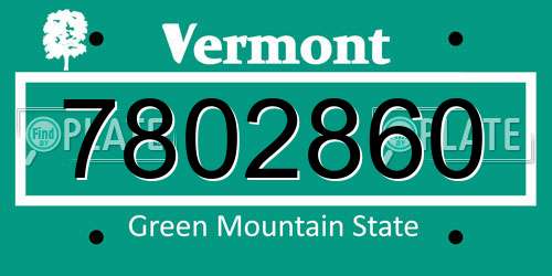 7802860 Vermont License Plate