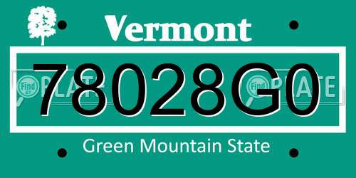 78028G0 Vermont License Plate