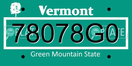 78078G0 Vermont License Plate