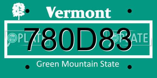780D83 Vermont License Plate