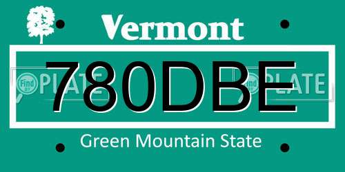 780DBE Vermont License Plate