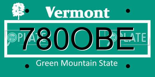 780OBE Vermont License Plate