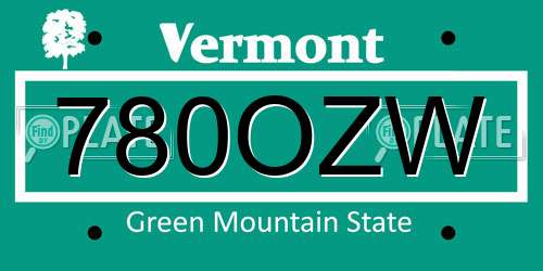 780OZW Vermont License Plate