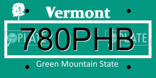 780PHB Vermont License Plate