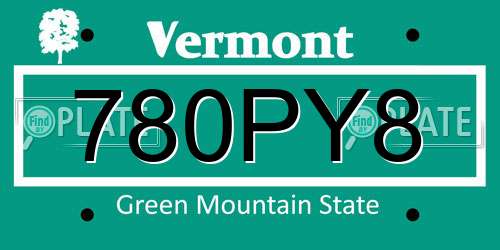 780PY8 Vermont License Plate