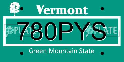 780PYS Vermont License Plate