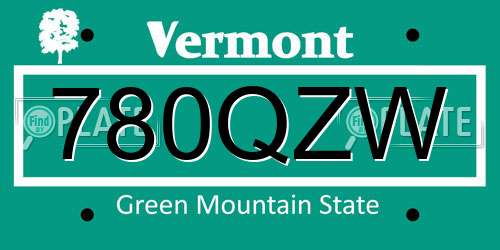780QZW Vermont License Plate