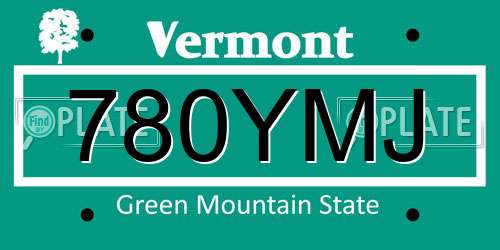 780YMJ Vermont License Plate