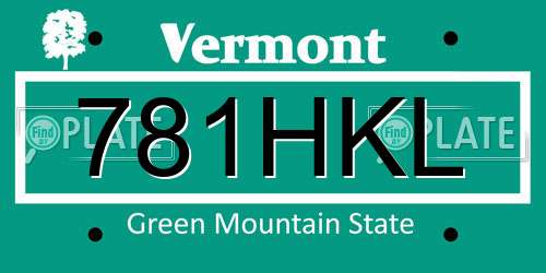 781HKL Vermont License Plate