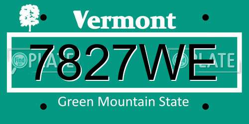 7827WE Vermont License Plate