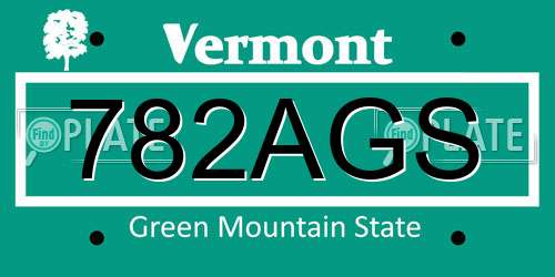 782AGS Vermont License Plate