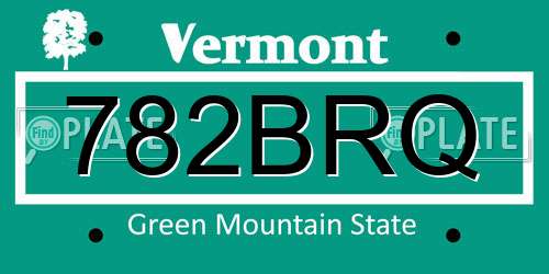 782BRQ Vermont License Plate