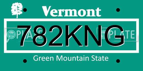 782KNG Vermont License Plate