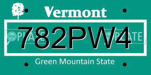 782PW4 Vermont License Plate