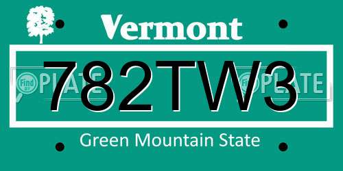 782TW3 Vermont License Plate