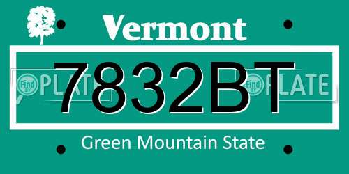 7832BT Vermont License Plate