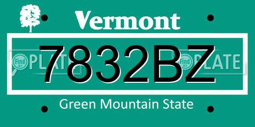 7832BZ Vermont License Plate