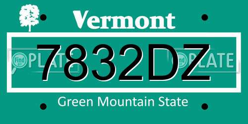 7832DZ Vermont License Plate