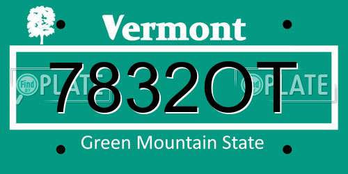 7832OT Vermont License Plate