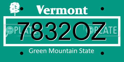 7832OZ Vermont License Plate