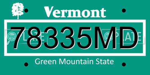 78335MD Vermont License Plate