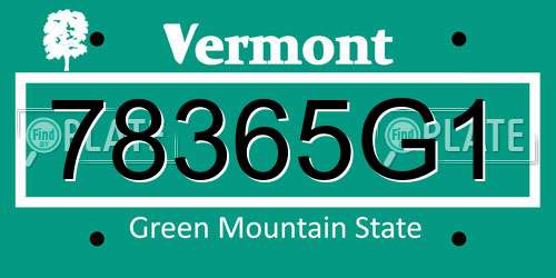 78365G1 Vermont License Plate