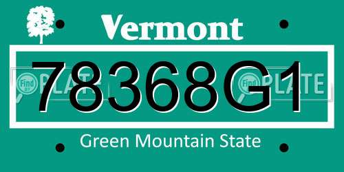 78368G1 Vermont License Plate
