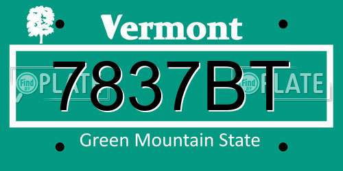 7837BT Vermont License Plate