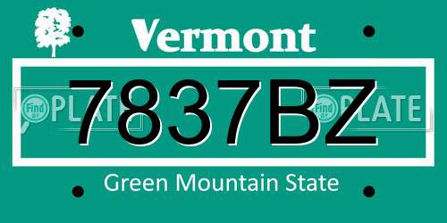 7837BZ Vermont License Plate