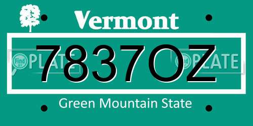 7837OZ Vermont License Plate