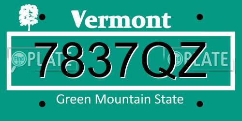 7837QZ Vermont License Plate