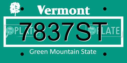 7837ST Vermont License Plate