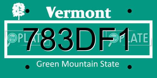783DF1 Vermont License Plate