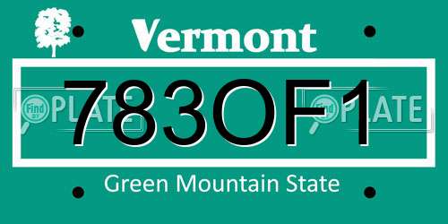 783OF1 Vermont License Plate