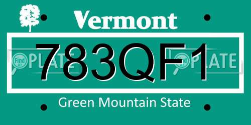 783QF1 Vermont License Plate