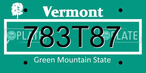783T87 Vermont License Plate